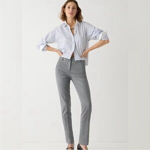 J Crew High Rise Cameron Taper Pant Grey Full Length Stretch Pockets Sz 6 Tall